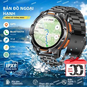 GUHUAVMI | Đồng Hồ Thông Minh 1200mAh Dành Cho Nam GPS Định Vị Hai Băng Tần 6 Sao IPX8 Chống Nước Màn Hình HD 146 Inch Đồng Hồ Thể Thao Cấp Quân Sự Với Bản Đồ Ngoại Tuyến