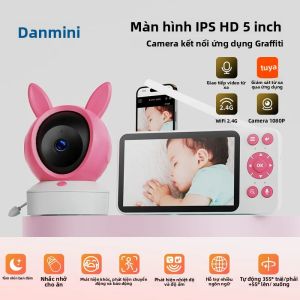 Máy Theo Dõi Trẻ Em Thông Minh Danmini Với Điều Khiển Bằng Ứng Dụng Tuya Màn Hình Màu HD 5 Inch Tầm Nhìn Ban Đêm Hồng Ngoại Đàm Thoại Video Từ Xa Để Chăm Sóc Bé