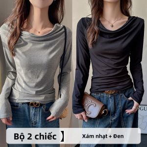 MiiOW | Áo thun dài tay Modal thanh lịch dành cho nữ mùa xuân thu phong cách mới hở vai ôm vừa vặn cơ bản