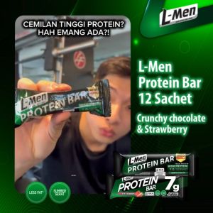L-Men Protein Bar Crunchy Chocolate 12 sachet with 7g protein / serving - Camilan Rendah Lemak dengan Whey Protein rasa Coklat