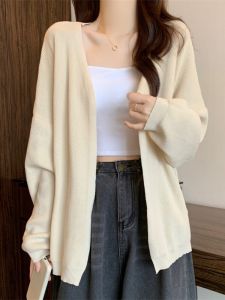 Womens Knitted Open Cardigan Sweater Loose Fit French Style Outerwear Shoulder Wrap Coat Early Autumn New plus Size Slimming