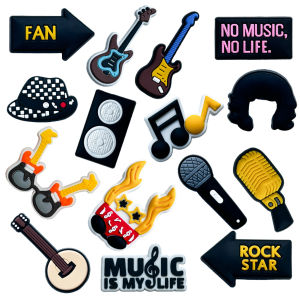 15Pcs Crocs Jibbitz Charms Music Instrument Cartoon Shoe Buckle Detachable PVC Shoe Decoration for Crocs