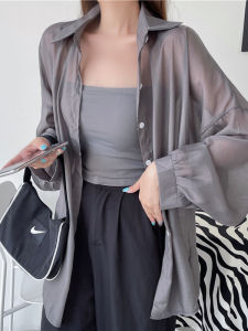 New 2025 Womens Loose Ice Sensation Pearl Silk Sun Protection Shirt Ultra Smooth Summer Open Cardigan Outerwear Commute Style