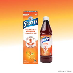 Scotts Emulsion Vita Rasa Jeruk 400ml/200ml - Suplemen Minyak Ikan Kod