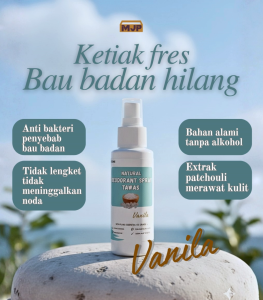 Deodoran spray natural tawas aroma vanila tanpa alkohol anti bau badan