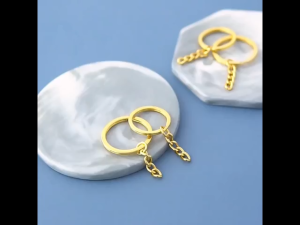 50Pcs Gold Keychain Ring DIY Crafts Split Keyrings with Chain