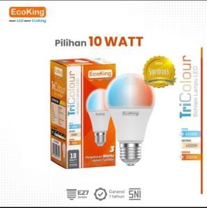 ECOKING LAMPU LED TRICOLOUR 10W 12W 15 WATT TIGA WARNA CAHAYA DALAM SATU BOHLAM SNI BAGUS KUALITAS TERBAIK
