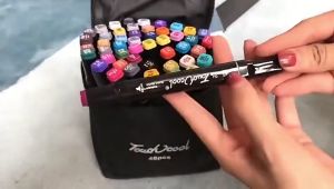 Màu marker 48 bút 2 ngòi to nhỏ linh hoạt đựng trong túi vải dễ dàng tiện lợi bộ bút dạ đánh dấu 2 ngòi linh hoạt