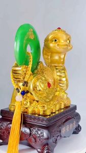 2025 Lucky Charm Chinese Zodiac Snake Year Golden Resin Collectible Figurines Table Decor Statue