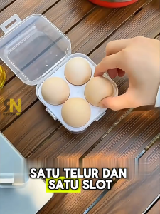 Tempat Telur Camping Isi 4 Pcs Grid Kotak Penyimpanan Telur Transparan