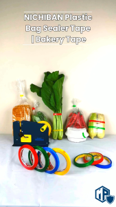 NICHIBAN Plastic Bag Sealer Tape | Bakery Tape | Food Packaging Tape | Bag Sealing Tape | PVC Tape