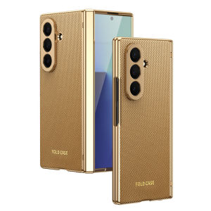 szhaiyu | For Samsung Galaxy Z Fold 8 Ultra Fold 8 7 6 5 4 Luxury Leather Electroplated Frame Case With Plating Camera Hinge Protector