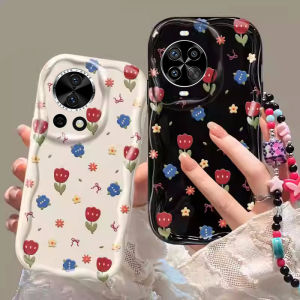 เคสโทรศัพท์ Huawei Nova 14 Pro Nova 14i Nova 13i Nova 13 Pro Nova 12S 12i Nova 12 SE พร้อมสร้อยข้อมือลูกปัดเพ้นท์ผีเสื้อที่ทันสมัยปกป้องเลนส์กรอบหลังซิลิโคนนิ่ม