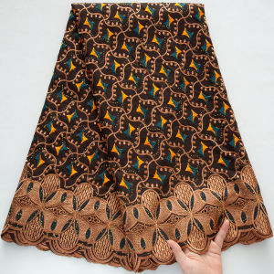 Vải Ren Voan Thụy Sĩ Châu Phi Thêu Họa Tiết Dân Tộc Chất Liệu Lưới Polyester/cotton Cao Cấp Đính Đá Dùng Cho Váy Áo Và Đám Cưới