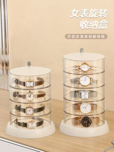 Transparent Rotating Multi-layer Watch Jewelry Display Box Womens Bracelet Earring Storage Organizer Plastic Simple Style
