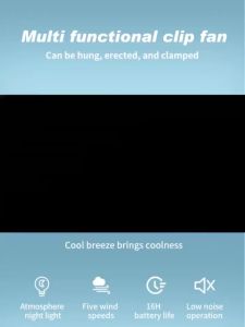 Quạt tích điện để bàn quạt kẹp bàn mini tích hợp đèn led 3 tốc độ gió xoay 720° dung lượng 1200mAh - Life Style 4U