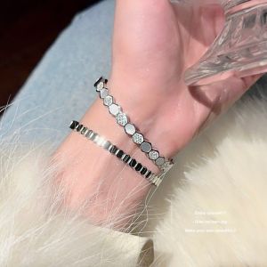[Boss Joe Joy] Honeycomb Fritillary Bracelet Bracelet Titanium Steel No Fading Silver Rhinestone Accessible Luxury Advanced Texture