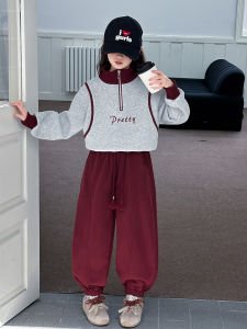 Bộ Đồ Lót Dày Cho Bé Gái Mùa Đông 2024 Bộ Đồ Thể Thao Thường Ngày Có Khóa Kéo Nửa Bên Trong Có Mũ Trùm Đầu Cotton Dài Tay