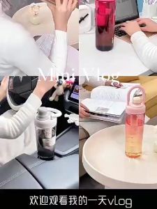 Large Capacity 1000ML Water Bottle Small Tea Diary Bottle Summer Gradient Plastic Bottle 渐变塑料杯子茶水分离泡茶杯