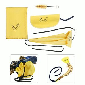 Saxophone Cleaning Care Kit: 3pcs Cleaning Cloth + Mouthpiece Brush Musical Instrument Maintenance Tool