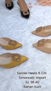 Simoncelli Sandal Heels Runcing 6 Cm Wanita Mutiara Import Polos Hitam Black Khaki Mustard Remaja Cewek Acara Pesta Kondangan Elegant Sendal Hells Kerja Kantor Heals Simpel Impor Terbaru Gaya Daily Korea Korean Style HYL820-2