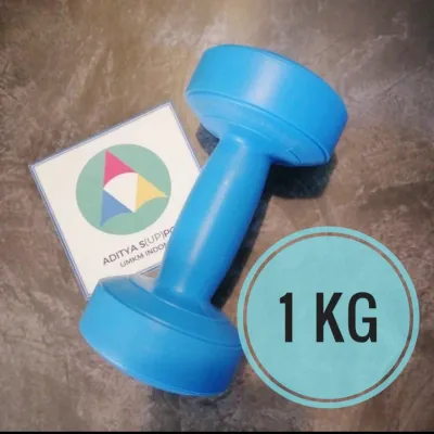 Dumbel Barbel Plastik Dumble Dambel Abu 1 Kg Alat Olahraga Latih Otot