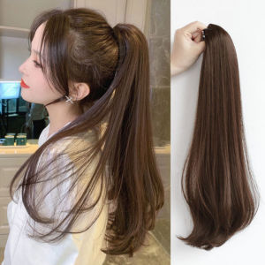 hair extension human hair Clip-On High Ponytail Hair Extension Elegant Wig Korean Long Straight Hair Wig Hairpiece Tie Ponytail For Ladies Girls Natural Realistic Convenient Horsetail Wig Hair Extension with Clip Hair Pads