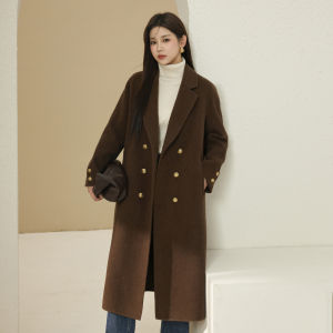 QLX | Luxury Style Wool Camel Coat for Plus Size Women