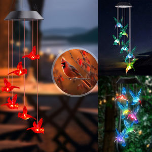 1pc Colorful Solar Hummingbird Wind Chime Light Landscape Light Suitable for Outdoor Garden Patio Decoration and Holiday Gift