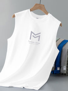 Heavyweight Cotton Vest Mens Summer Sleeveless T-Shirt Sports Fitness Basketball Gym White Wide Shoulder Shoulder Sweatshirt