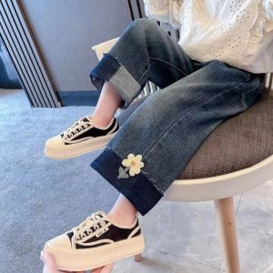 Ultra-Soft Wide-Leg Denim Jeans for Girls Spring New Fashion Baby Loose Straight Tube Pants Childrens Clothing Baby Outfits