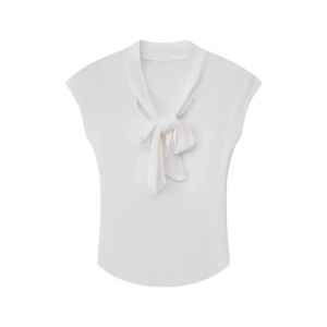 YUEZHONGWEI | Áo thun tay ngắn màu trắng phong cách Mỹ cho nữ mùa hè 2025 Áo thun dáng ôm vừa vặn có dây thắt lưng thời trang nhỏ gọn