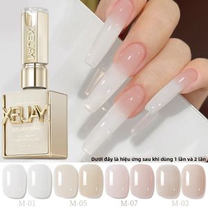 Sơn Móng Tay XEIJAYI 15ML Màu Nude Nhũ Lấp Lánh Ánh Kim Trắng Như Băng Tạo Cảm Giác Như Da Thật Màu Nền Cho Gel Móng.