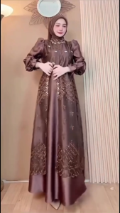 Gamis Brokat Terbaru Mewah Manda Dres BL Velvet Mix Tille Brukat Aplikasi Payet Mutiara M L XL XXL 3XL Dress Kondangan Wanita Elegan Kekinian Baju Muslim Lebaran Remaja Viral Ootd Hijab Gaun Bridesmaid Pernikahan Warna Burgundy Emerald Mahogany Blue Grey