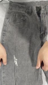 Celana Jeans Panjang Pria Sobek Abu Grey Slimfit Stretch Denim Dewasa Cowok Pensil Korean Style