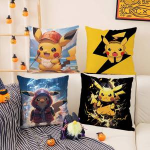 Bandai | Pokemon Reshiram Anime Plush Pillow Cover Soft Short Plush Cushion Cover For Sofa Bedroom Living Room Home Decor Gift