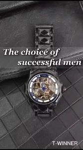 Empirewatches Jam Tangan T-Winner TW8249 Pria Cowok Analog Rantai Stainless Mesin Automatic Original Waterproof