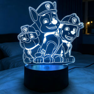 Bandai | Dog Patrol 3D Night Light Touch Remote Control 7 Colors Auto Gradient LED Night Light Home Decoration Christmas Kids Gift