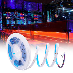 Angelila 5m 10m DC 12V 24V RGB COB LED Strip Light 768 LEDs/m Flexible Dotless Colorful FOB LED Tape Light Bar for Home Christmas Party Decor