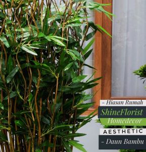 Dekorasi Rumah Tanaman Artifisial 10 Batang Bambu Ulir Natural Daun Bambu 170cm (Tanpa Pot)
