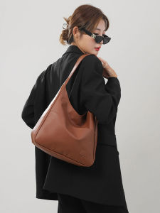 Large Soft Leather Bucket Tote Commuter Bag For Women