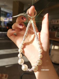 Handmade Water Diamond Mobile Phone Lanyard Womens Style Handheld Anti-Loss Pendant High-End Beaded Short Chain for Cell Phones And Cameras