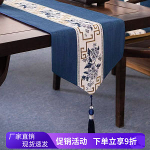 ธงโต๊ะชาสไตล์จีนใหม่ ผ้าคลุมโต๊ะชา ผ้าคลุมโต๊ะอาหาร ผ้าคลุมโต๊ะสำหรับตกแต่งห้องรับแขก ผ้าคลุมโต๊ะชาแบบยาว ผ้าคลุมโต๊ะชาแบบพิเศษ