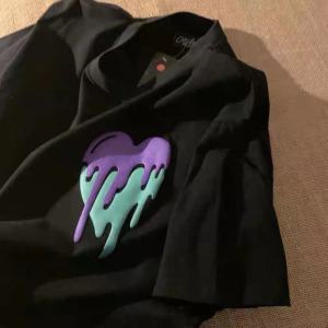 Pure Cotton Summer New Arrival Ins Super Hot Dissolved Heart Short-Sleeved T-shirt Mens Loose Leisure All-Matching Couples Tops Tide