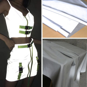 Reflective Grey Silver Safety Warning Fabric Special Creative Fashion Designer Windbreaker Suit Material Home Sponge Pad