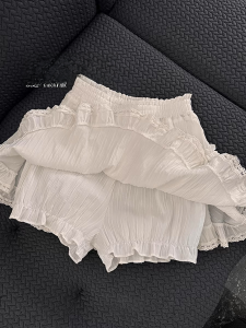 High Waist Lace Trim White A-Line Mini Skirt for plus Size Women Summer Floral Print Half Body Skirts Korean Style Commute