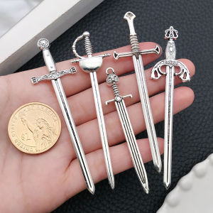 Bộ Trang Sức Thủ Công 5/10 Món Mặt Dây Chuyền Da Hình Kiếm Hiệp Sĩ Charm Kim Loại Bạc Dùng Cho Thủ Công & Dự Án Sáng Tạo