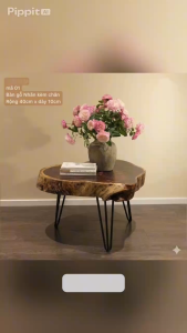 (Có sẵn) Bàn Trà Gỗ Nhãn Nguyên Tấm Chân Sắt Hairpin (Mã 01-06) _ Mộc Nhà Nếp