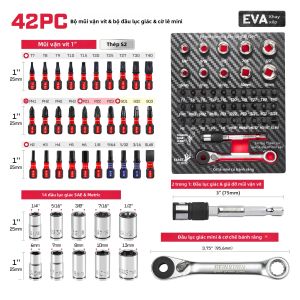 Bộ Tua Vít Impact Metric GEINXURN 42 Món Thép S2 Nhiều Loại Đầu Vít Kèm Khay Đựng Bằng Xốp EVA Từ Tính Gồm Đầu Phillips Torx Hex Pozidriv Đầu Vuông