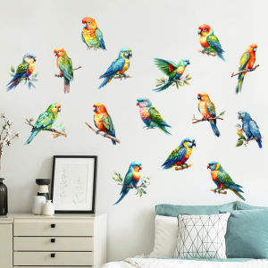 ติดเต็มผนังแบบติดได้ด้วยตัวเอง รูปตัวนกสีสันสดใส รูปต้นไม้กุ้งกิ้ง ตกแต่งห้องนั่งเล่น ห้องนอน โซฟา ติดได้ด้วยตัวเอง วัสดุ PVC
